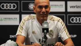 Zidane durante la rueda de prensa en Houston.