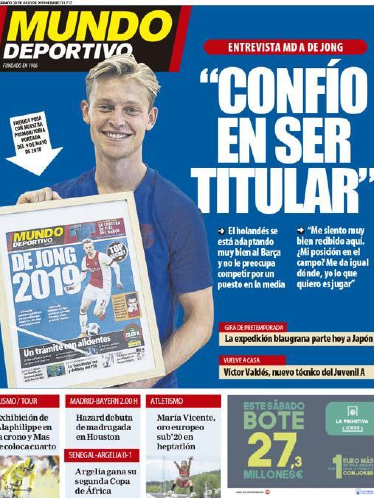 La portada del diario Mundo Deportivo (20/07/2019)