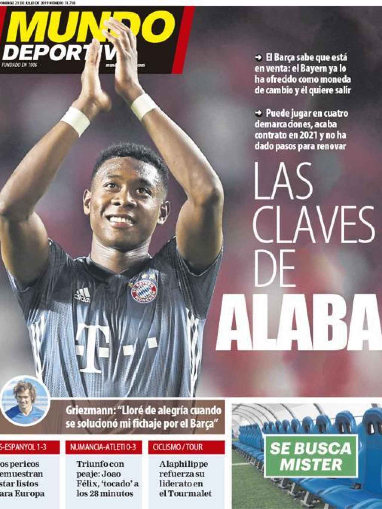 La portada del diario Mundo Deportivo (21/07/2019)