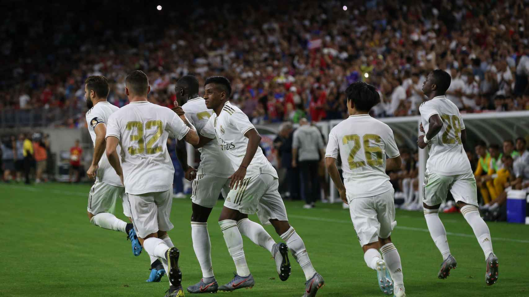 Los jugadores del Real Madrid celebran un gol en la International Champions Cup