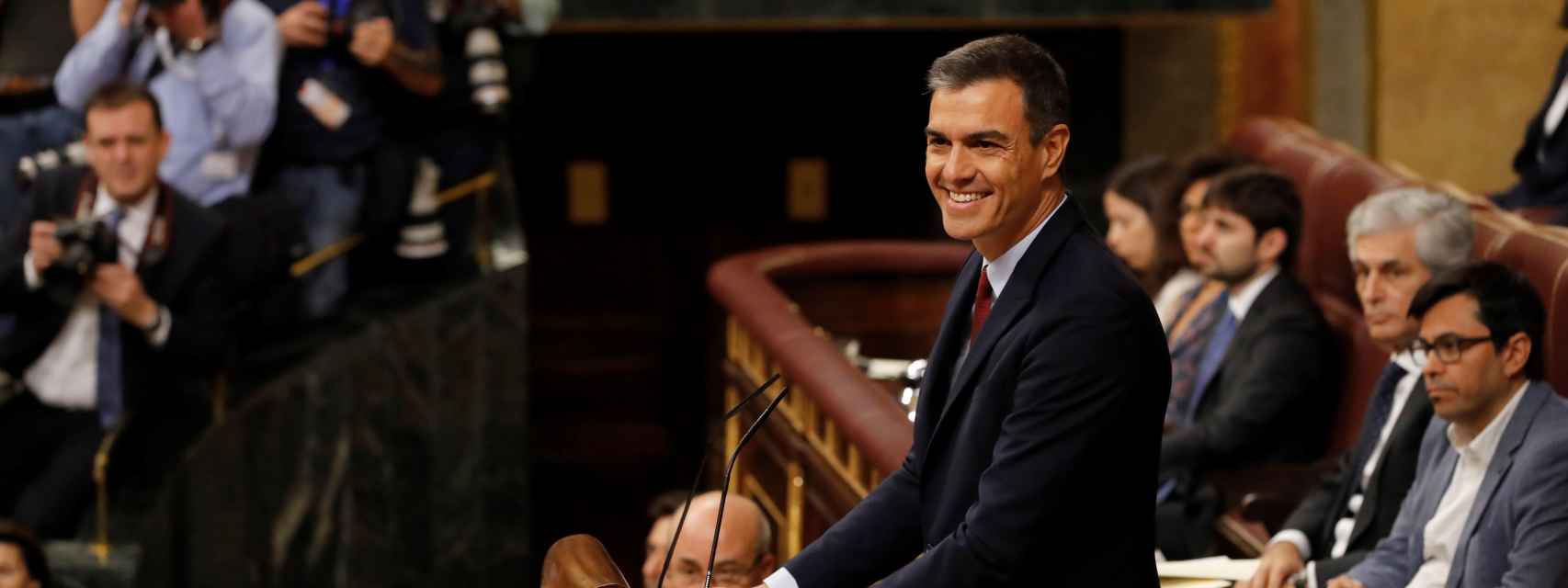 Pedro Sánchez, durante su discurso en el debate de investidura.