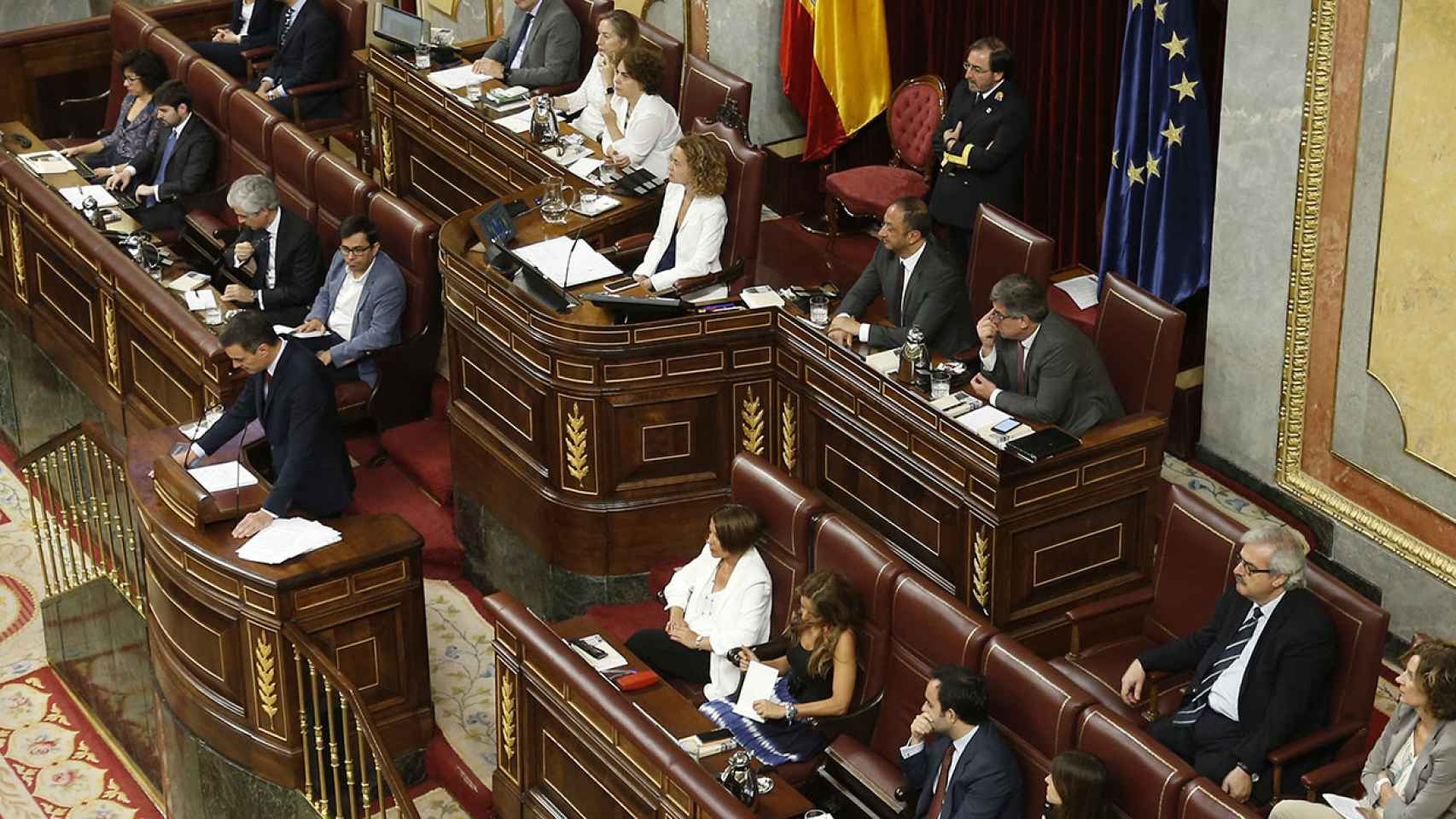 Pedro Sánchez en su discurso de investidura en el Congreso de los Diputados.
