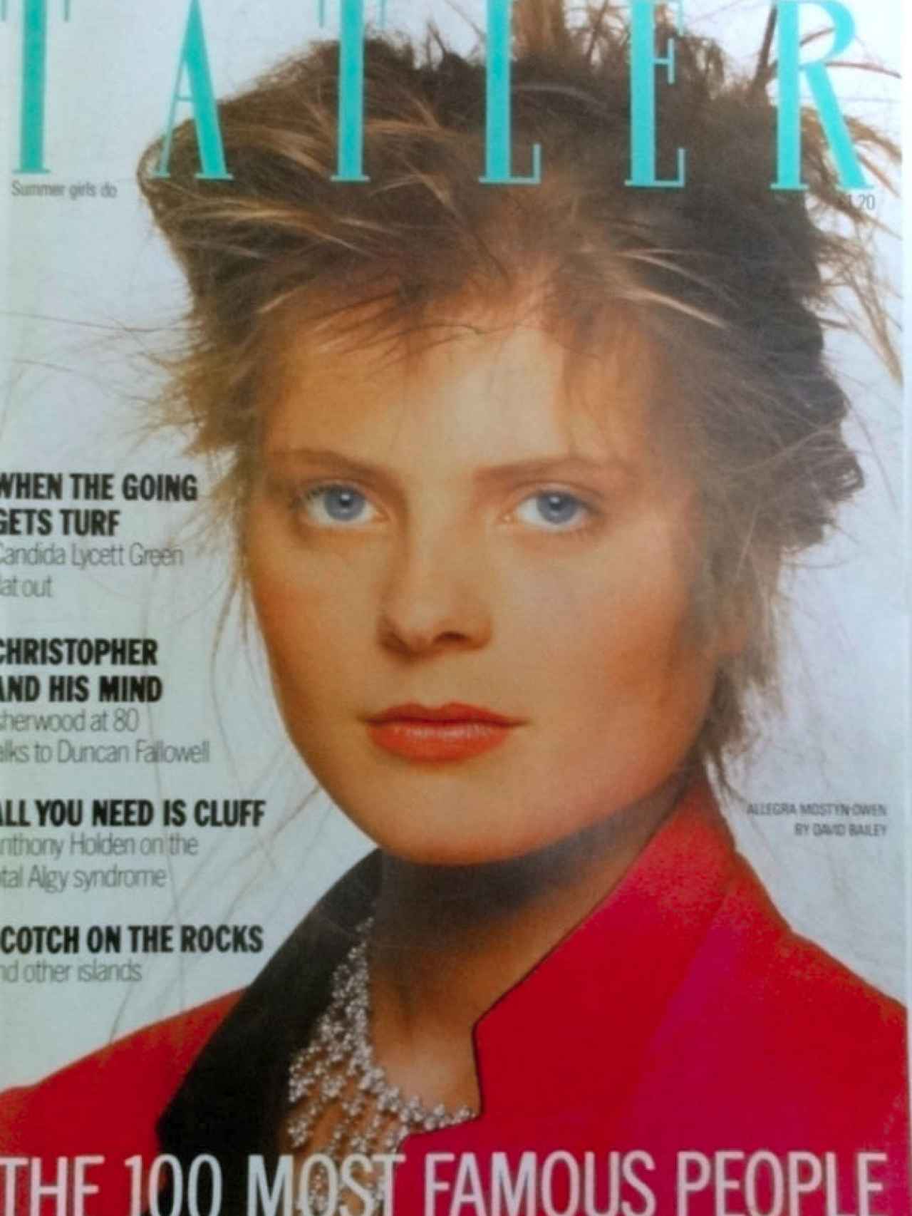 Allegra Mostyn-Owen en la portada de una revista.