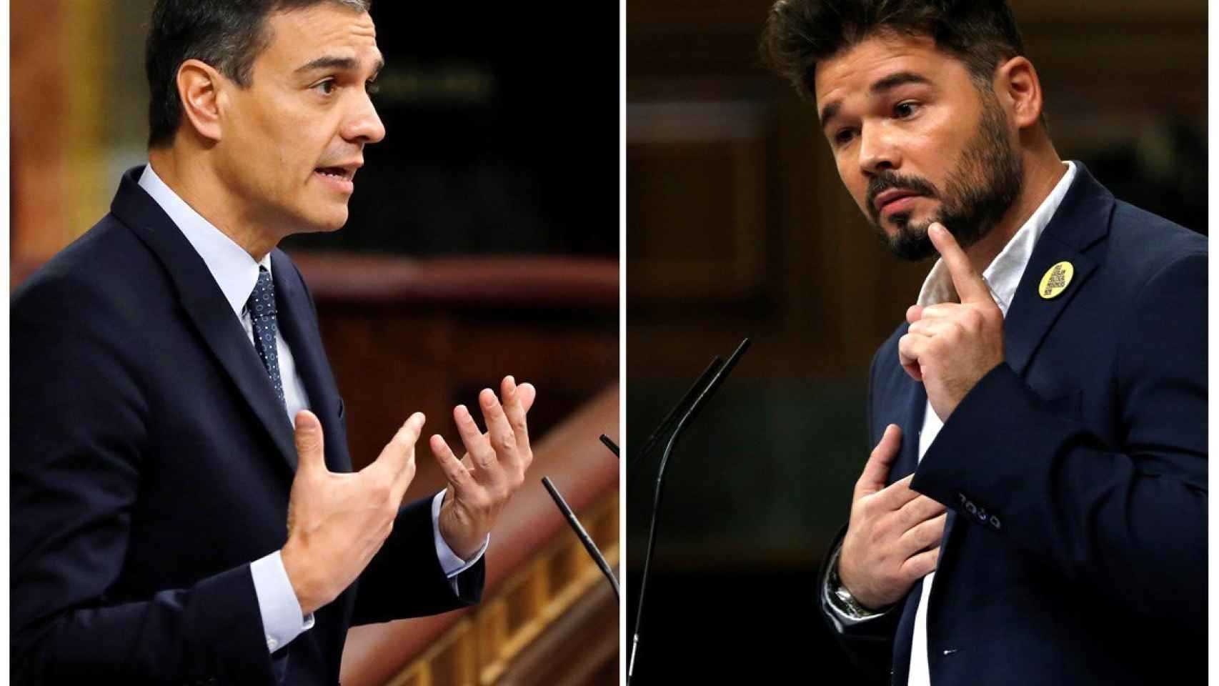 Pedro Sánchez y Gabriel Rufián, ayer en el Congreso de los Diputados.