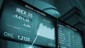 Imagen de las pantallas de la Bolsa de Madrid.