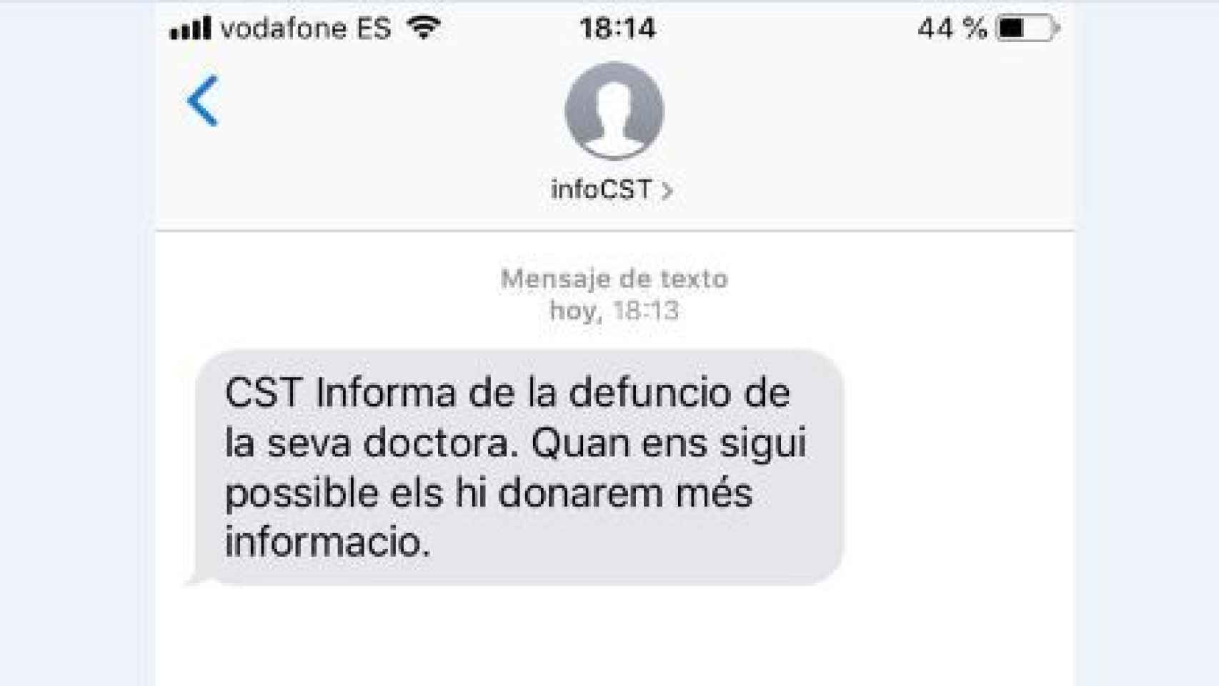 El Consorci Sanitari me informa por sms de la muerte de mi doctora