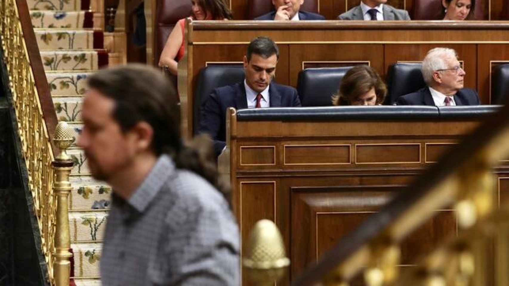 Pablo Iglesias en la sesión de investidura de Pedro Sánchez.