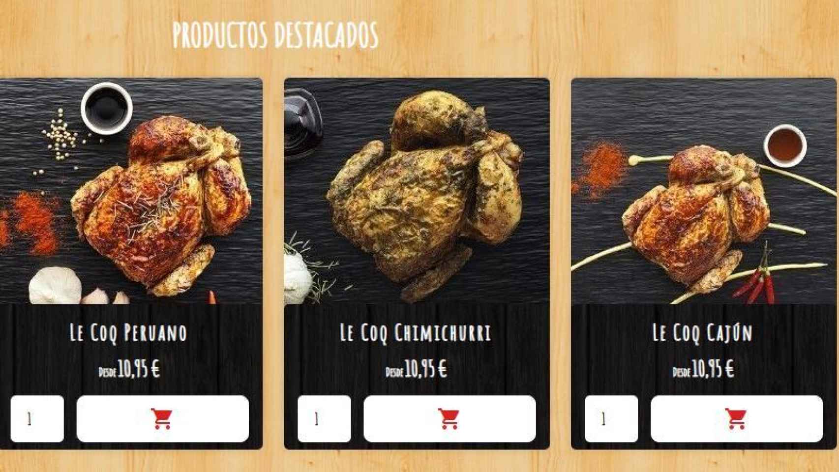 Ejemplo de algunos de los pollos que vende Le Coq en su web.