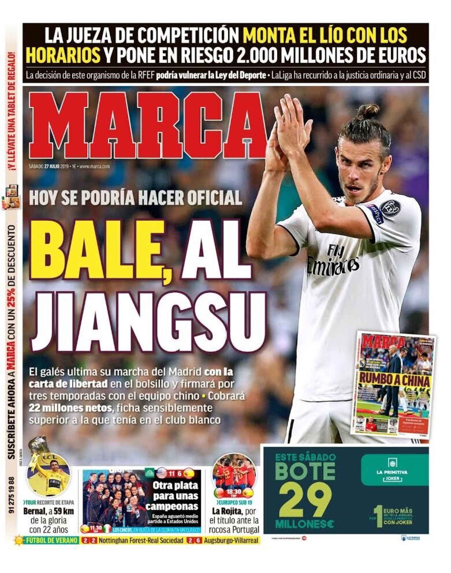 La portada del diario MARCA (27/07/2019)