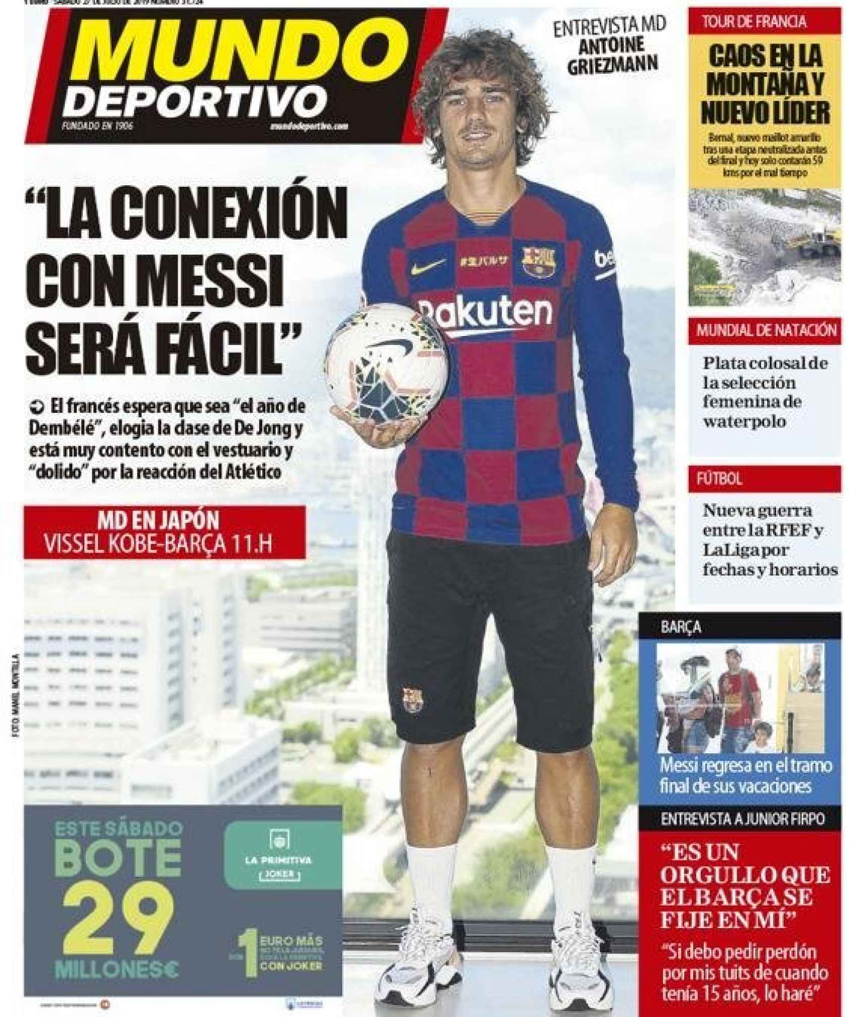 La portada del diario Mundo Deportivo (27/07/2019)
