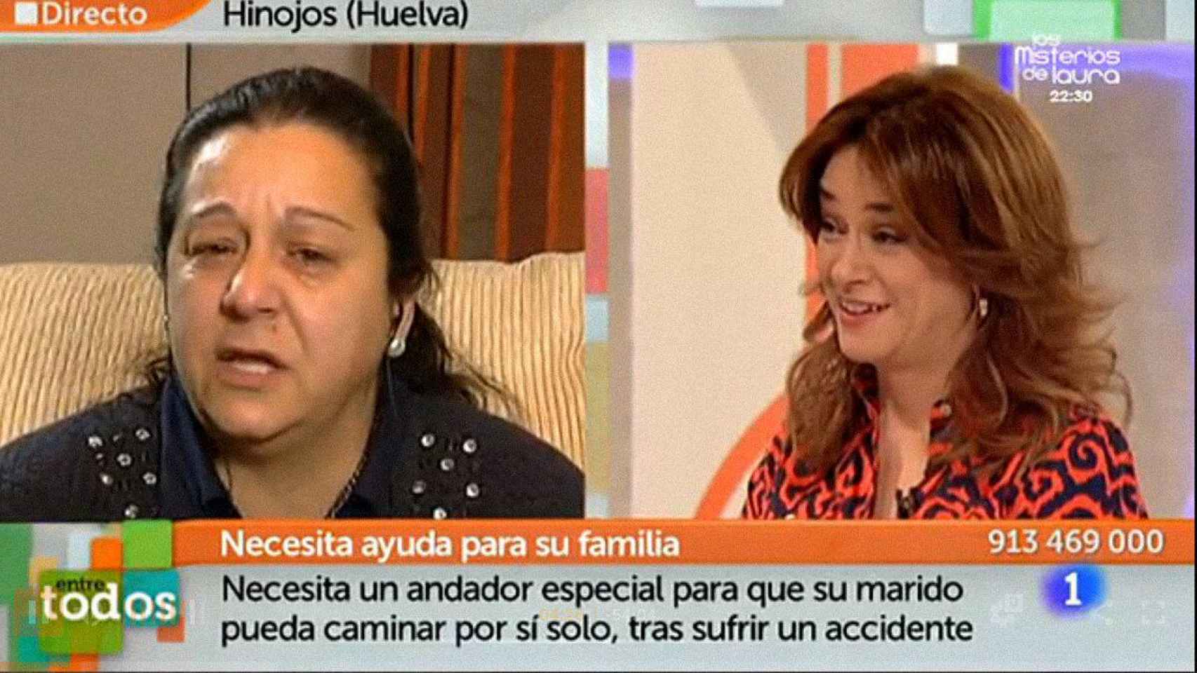 Loli, sospechosa, y Toñi charlando durante el programa de RTVE Entre todos