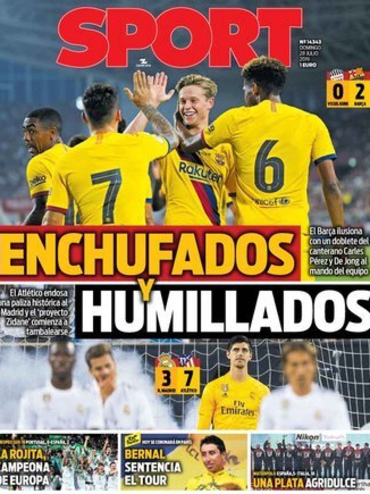 La portada del diario Sport (28/07/2019)
