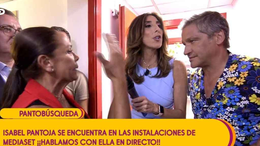 Isabel Pantoja y Gustavo González durante su rifirrafe en Telecinco.