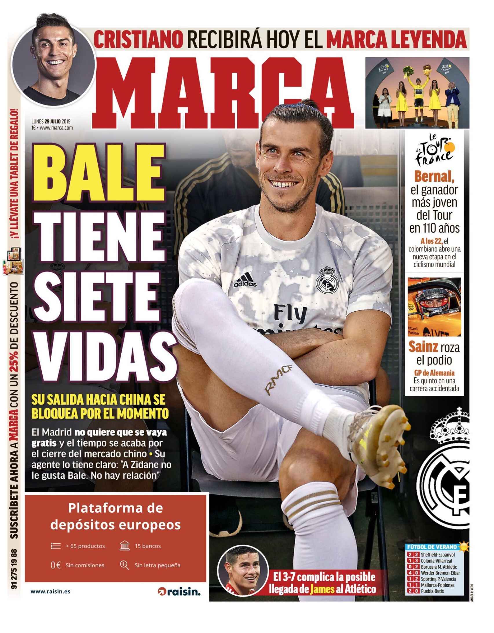 La portada del diario MARCA (29/07/2019)