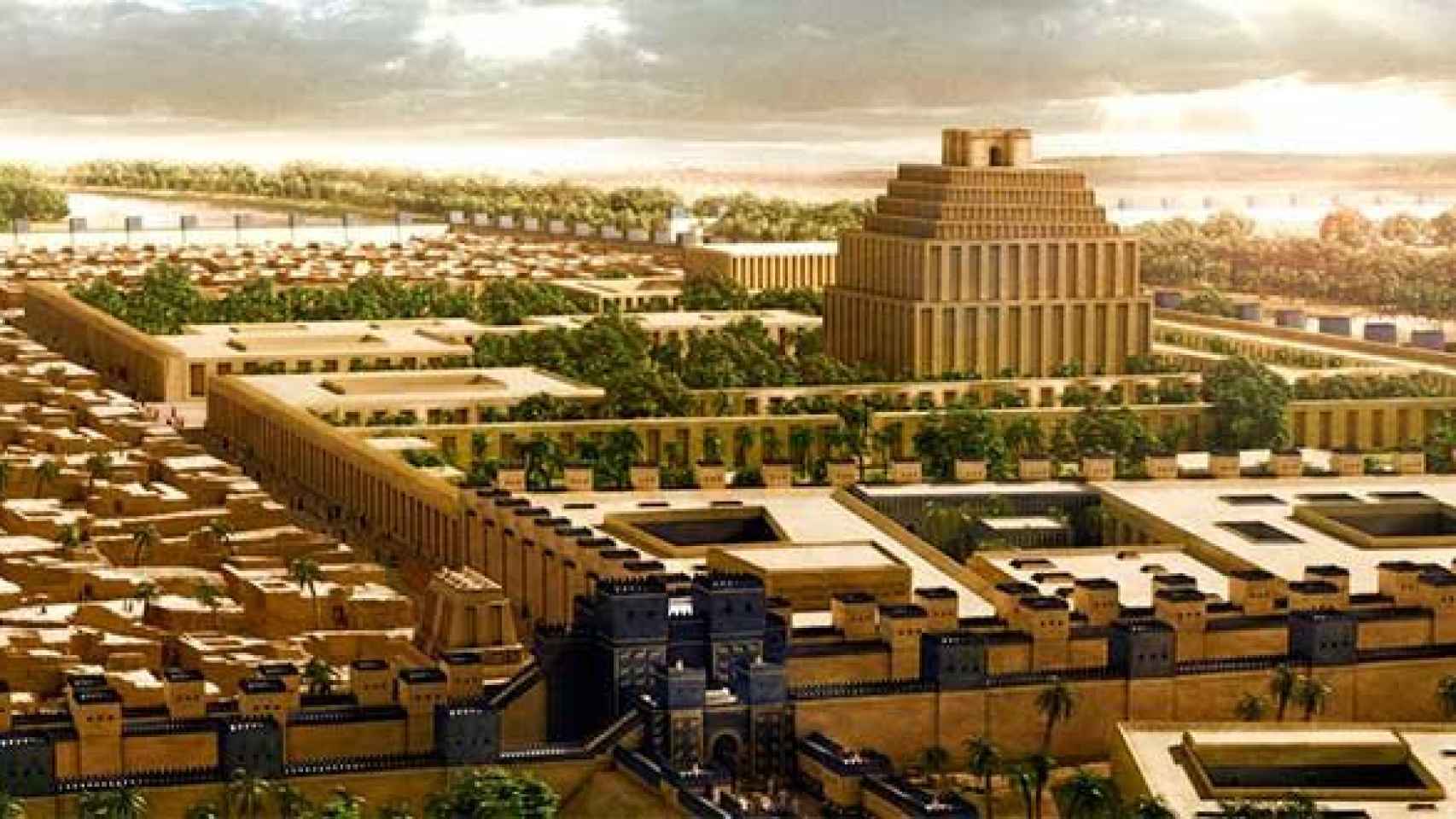Reconstrucción de la antigua ciudad de Babilonia.