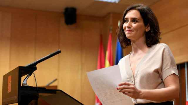 Isabel Díaz Ayuso en la rueda de prensa posterior a la aceptación del acuerdo que desbloqueará el gobierno de la Comunidad de Madrid.