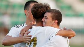 Jugadores del Castilla celebran un gol