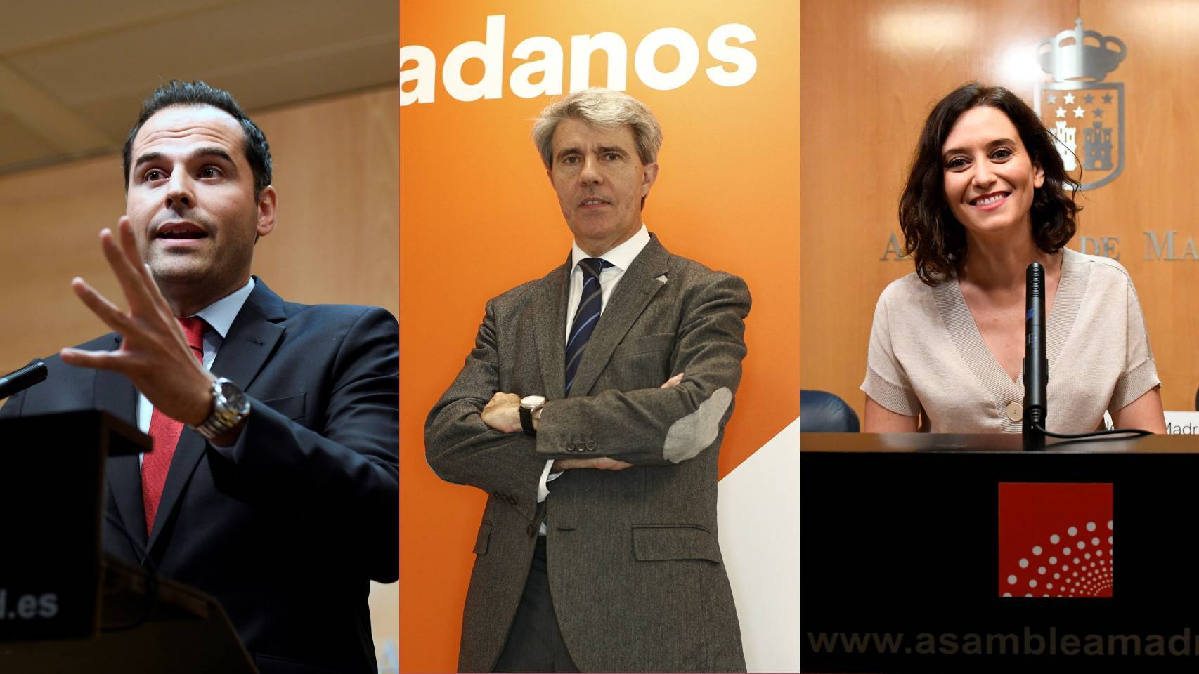 Ignacio Aguado, Ángel Garrido e Isabel Díaz Ayuso.