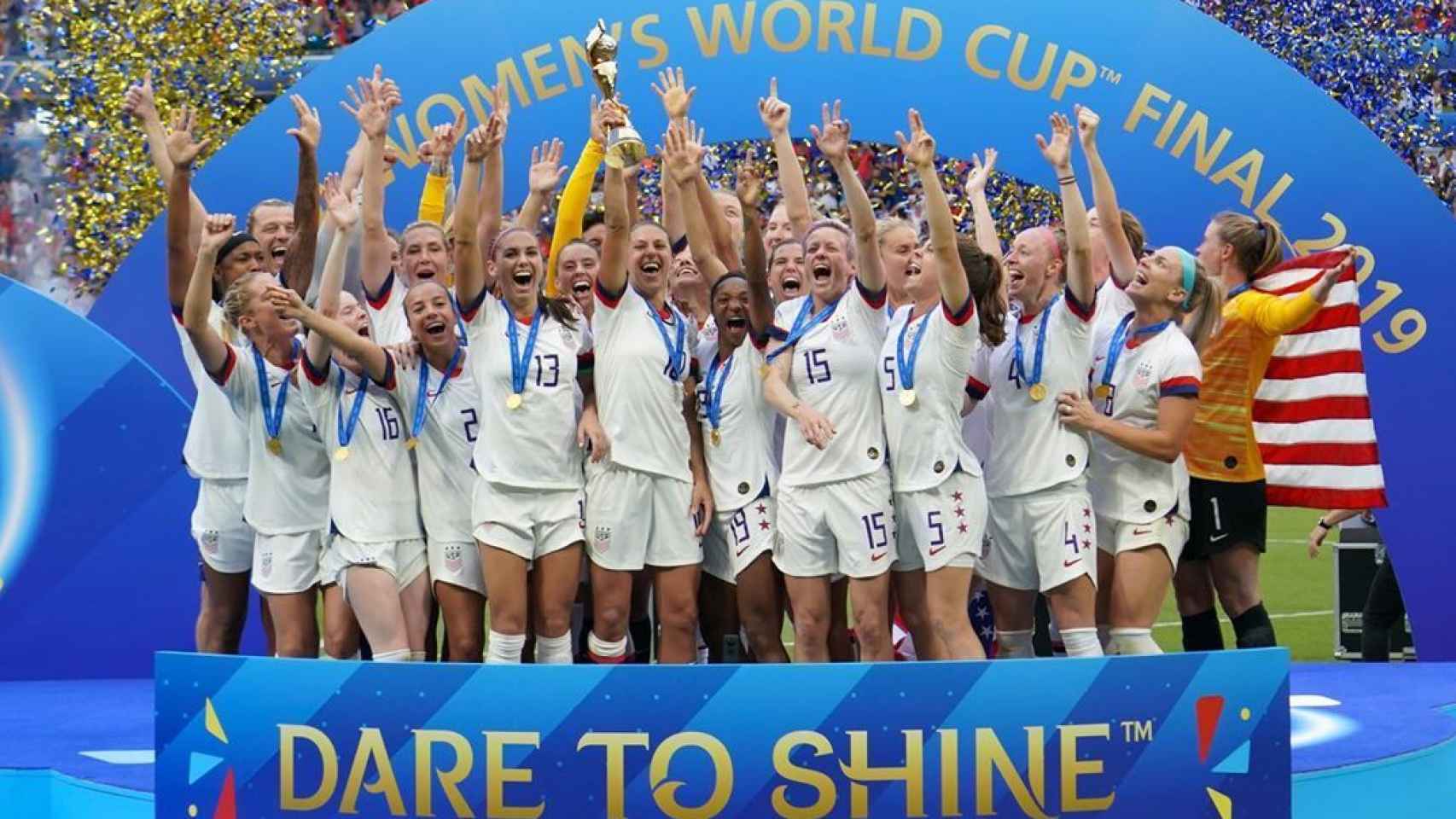 La selección de Estados Unidos de fútbol femenino, campeona en el Mundial de Francia 2019. Foto: Instagram (@mrapinoe)