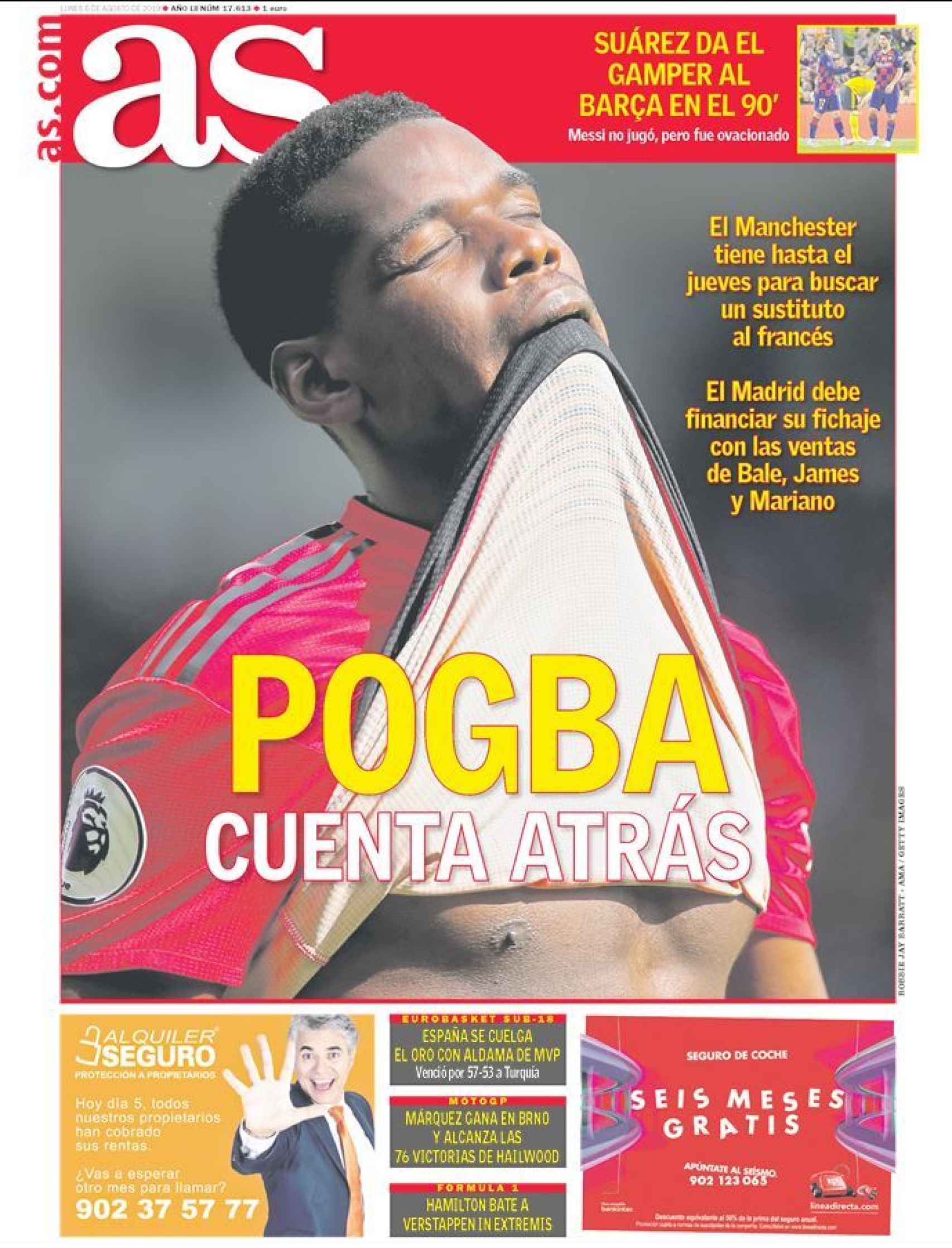 La portada del diario AS (05/08/2019)