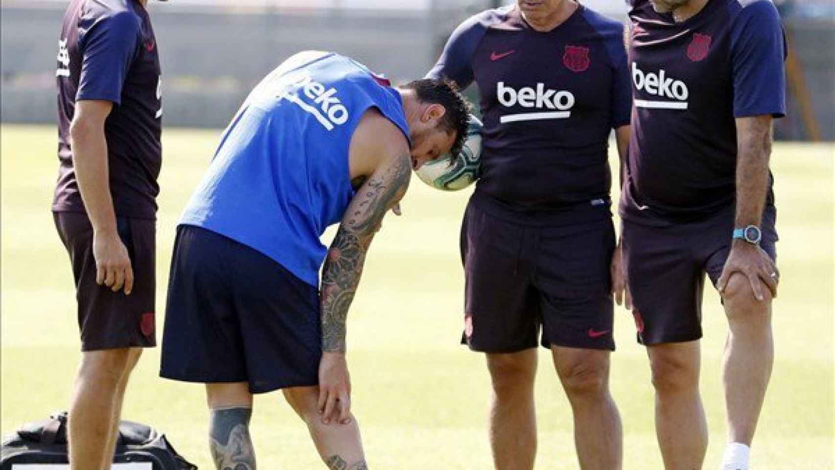 Messi se lesiona en el entrenamiento del Barcelona. Foto: fcbarcelona.es