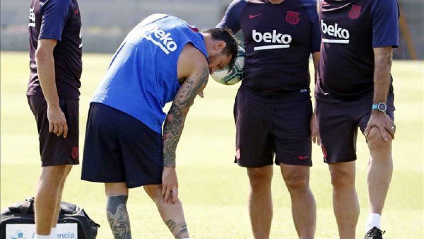 Messi se lesiona en el entrenamiento del Barcelona. Foto: fcbarcelona.es