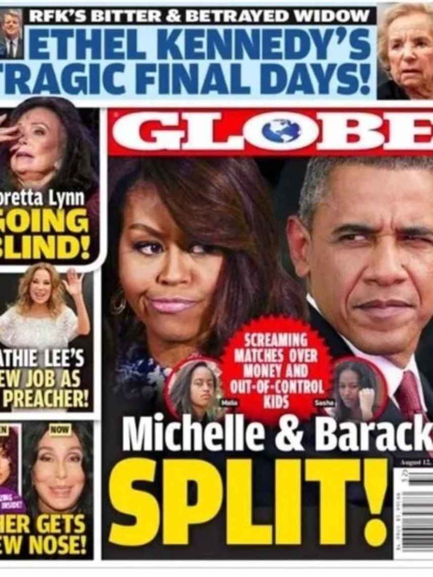 Portada de la revista 'Globe' en la que hablan abiertamente del divorcio de los Obama.