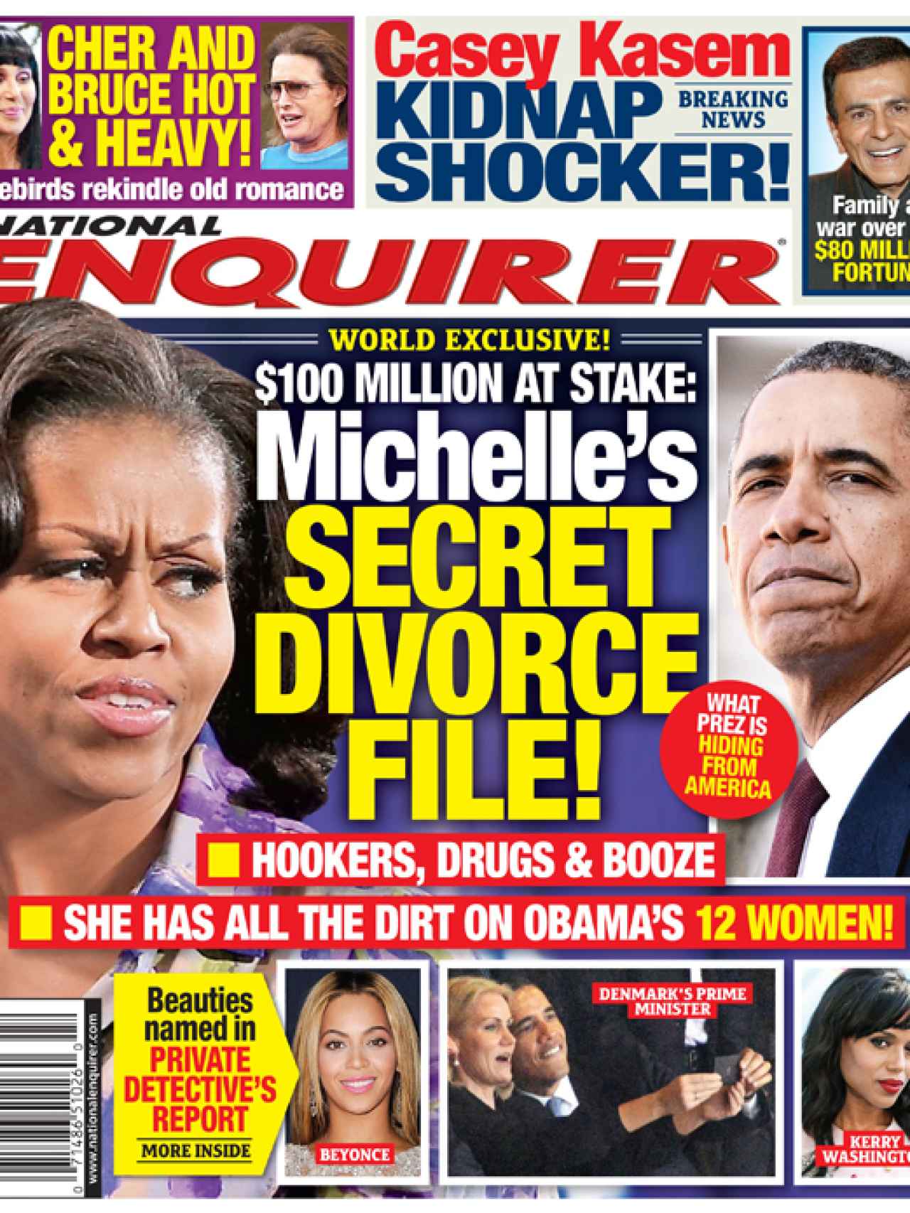 Michelle y Barack Obama en la portada de 'National Enquirer'.
