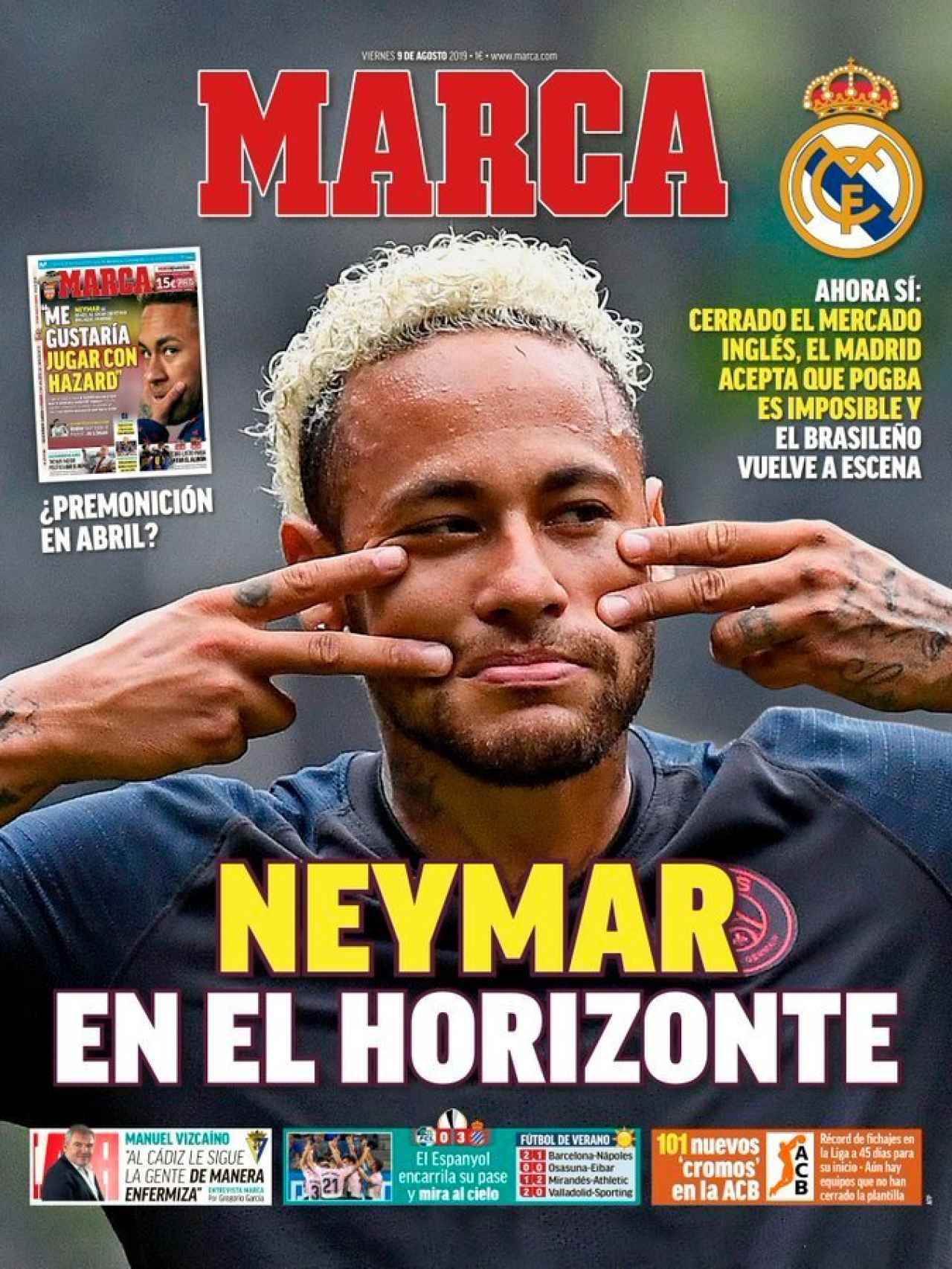 La portada del diario MARCA (09/08/2019)