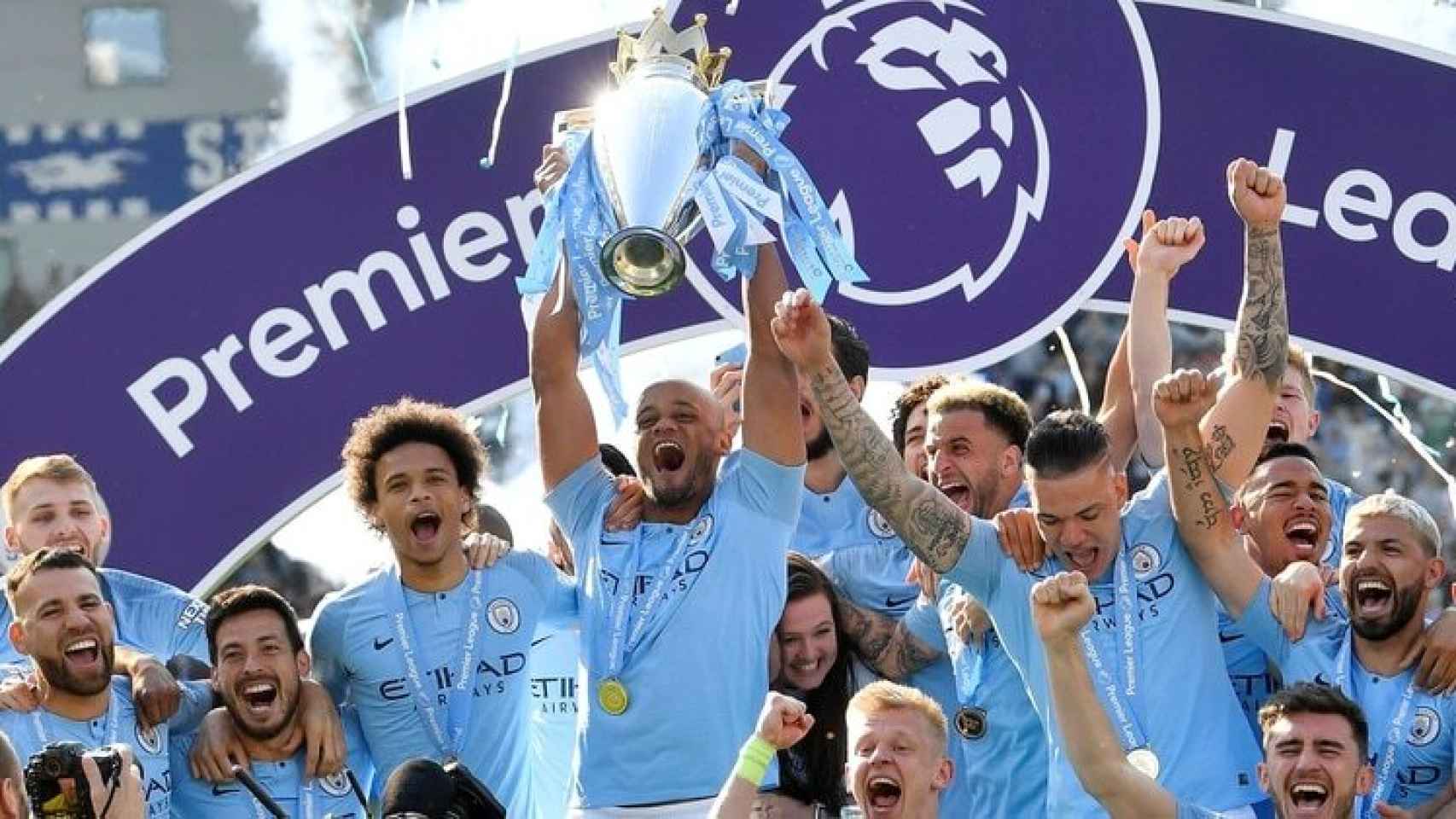 El Manchester City, celebrando el título de la Premier League 2018/2019
