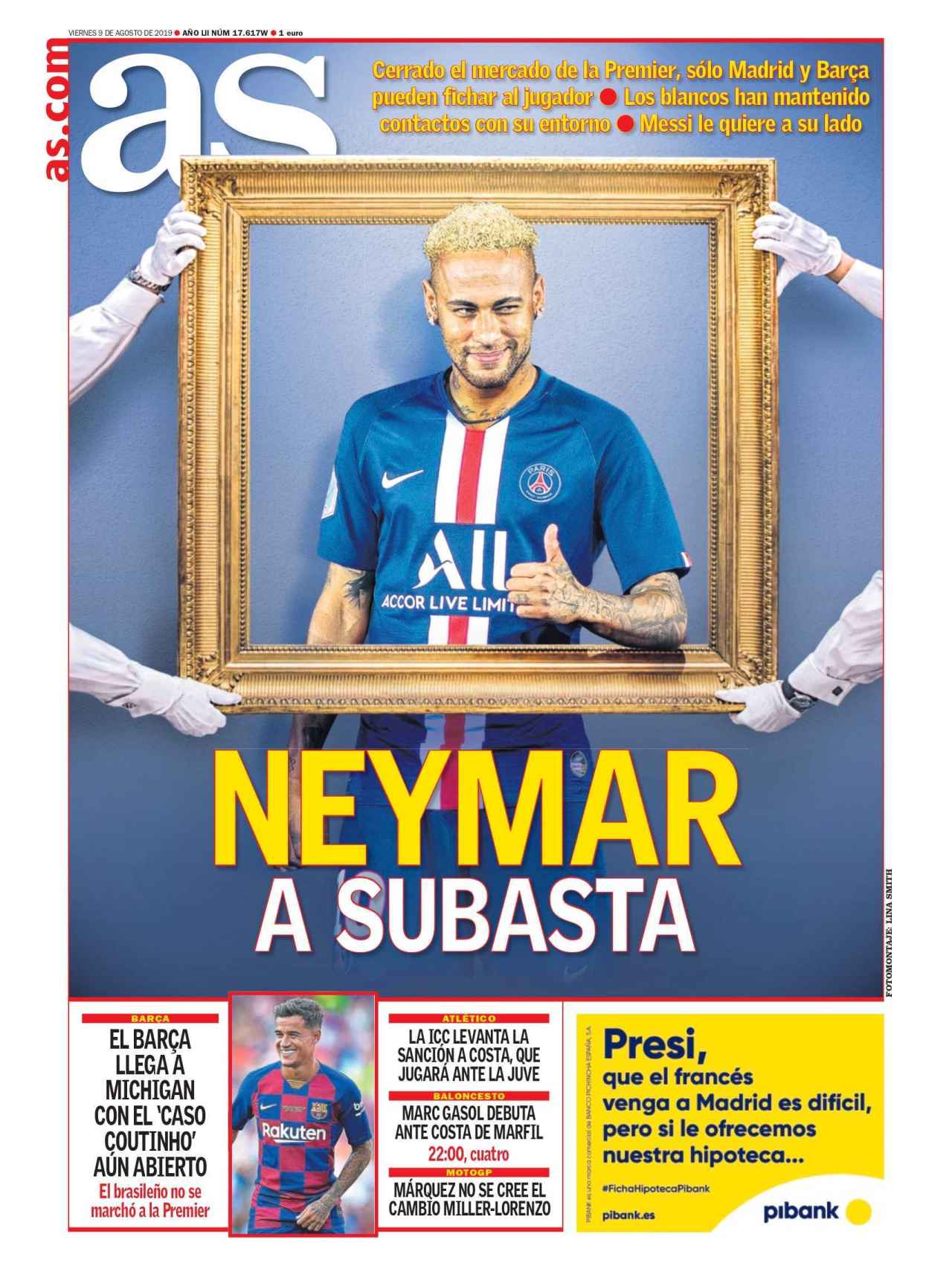 La portada del diario AS (09/08/2019)