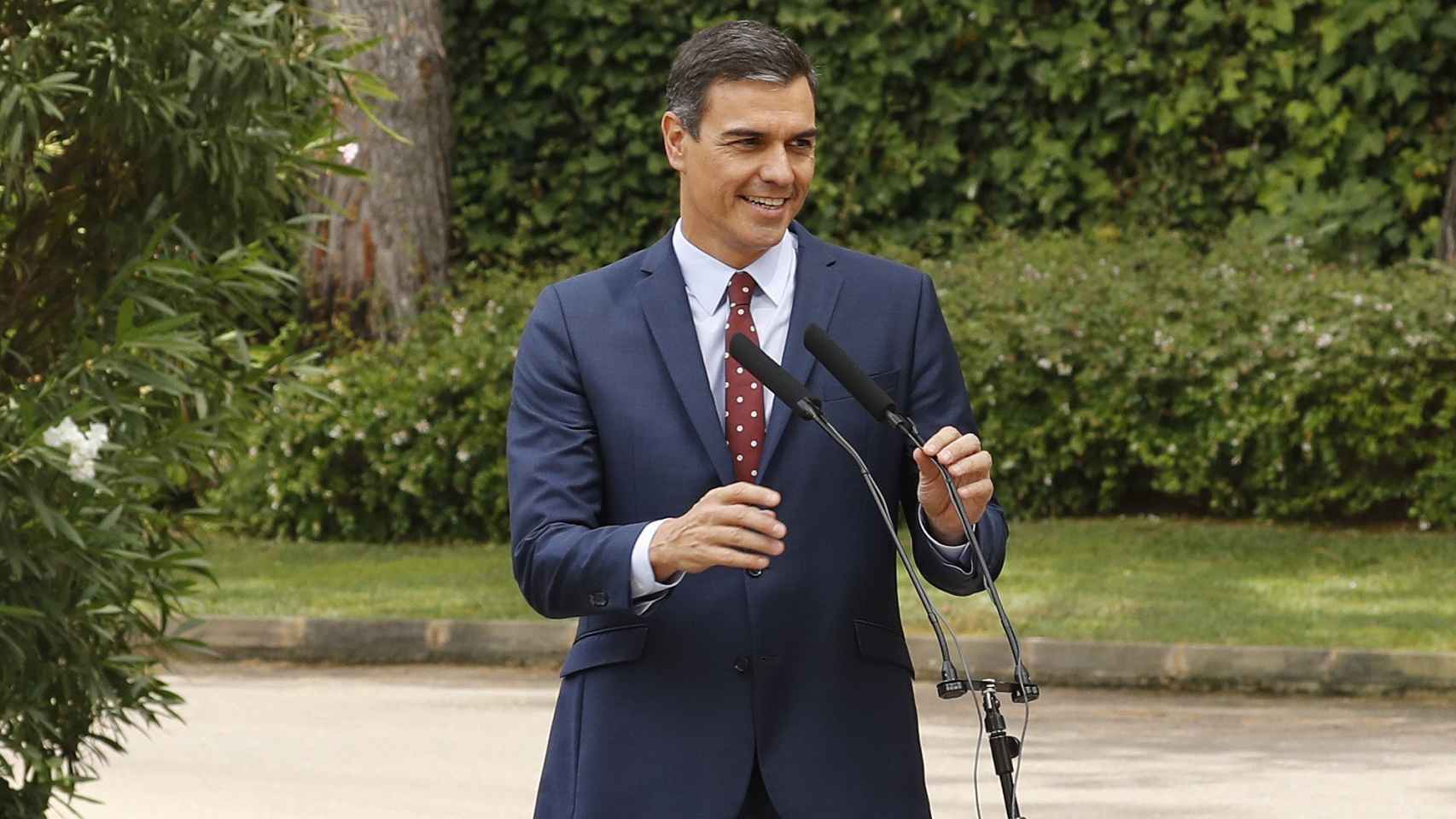 Pedro Sánchez comparece ante los medios tras reunirse con Felipe VI.
