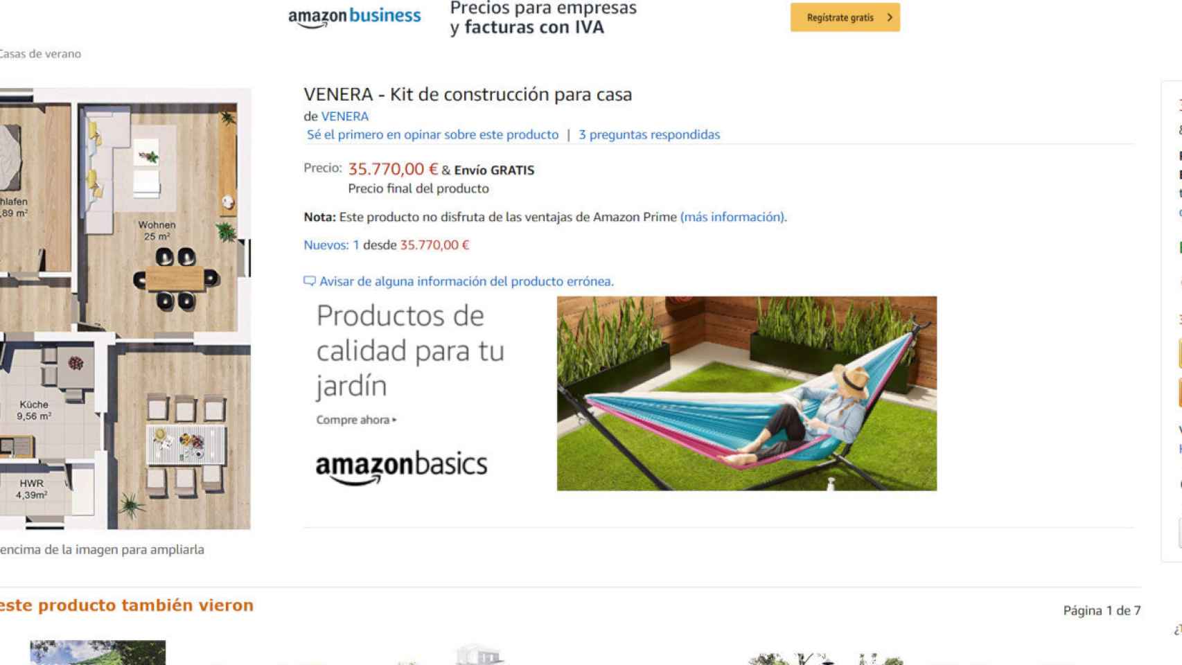 Captura de pantalla de la casa Venera en Amazon