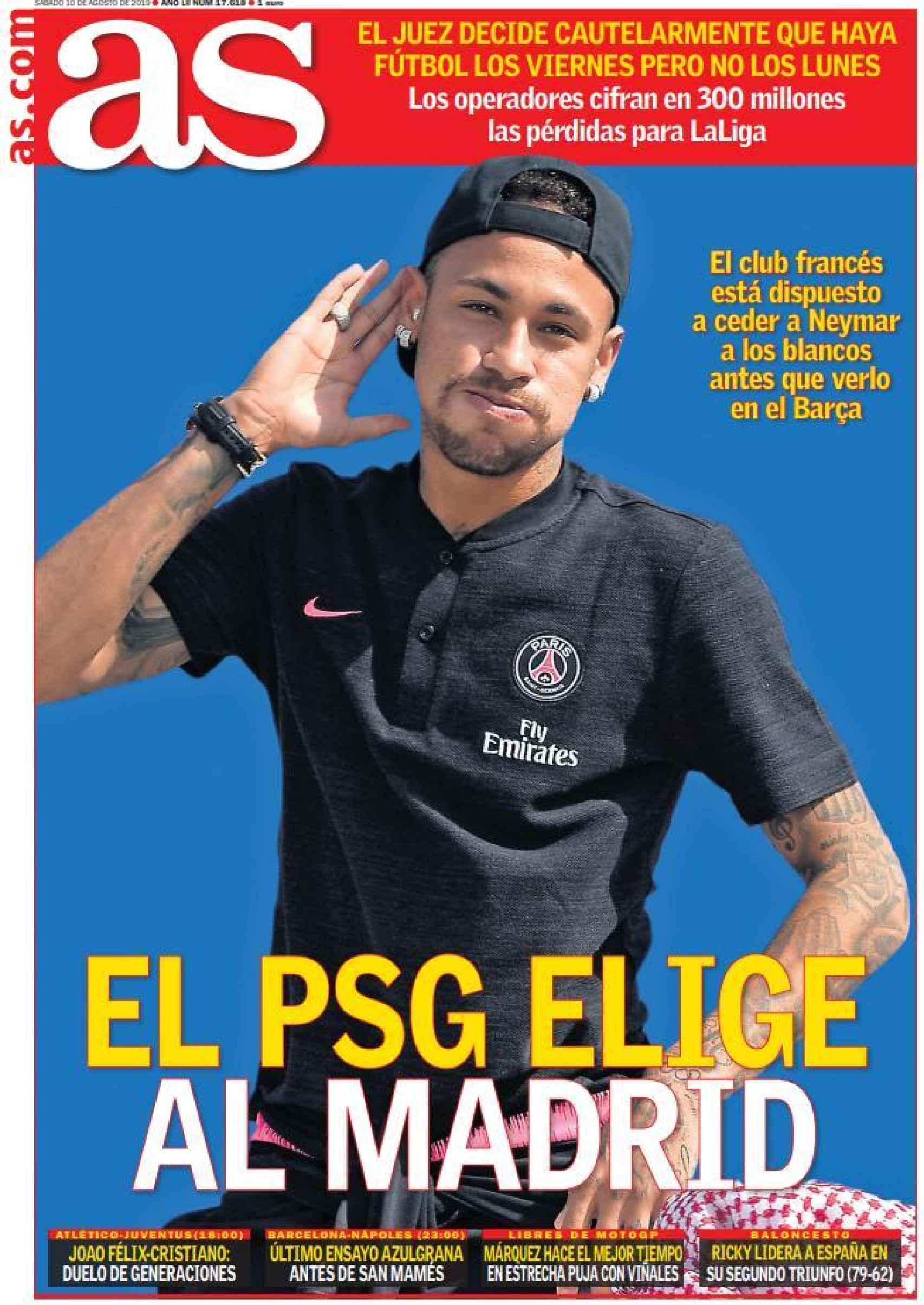 La portada del diario AS (10/08/2019)