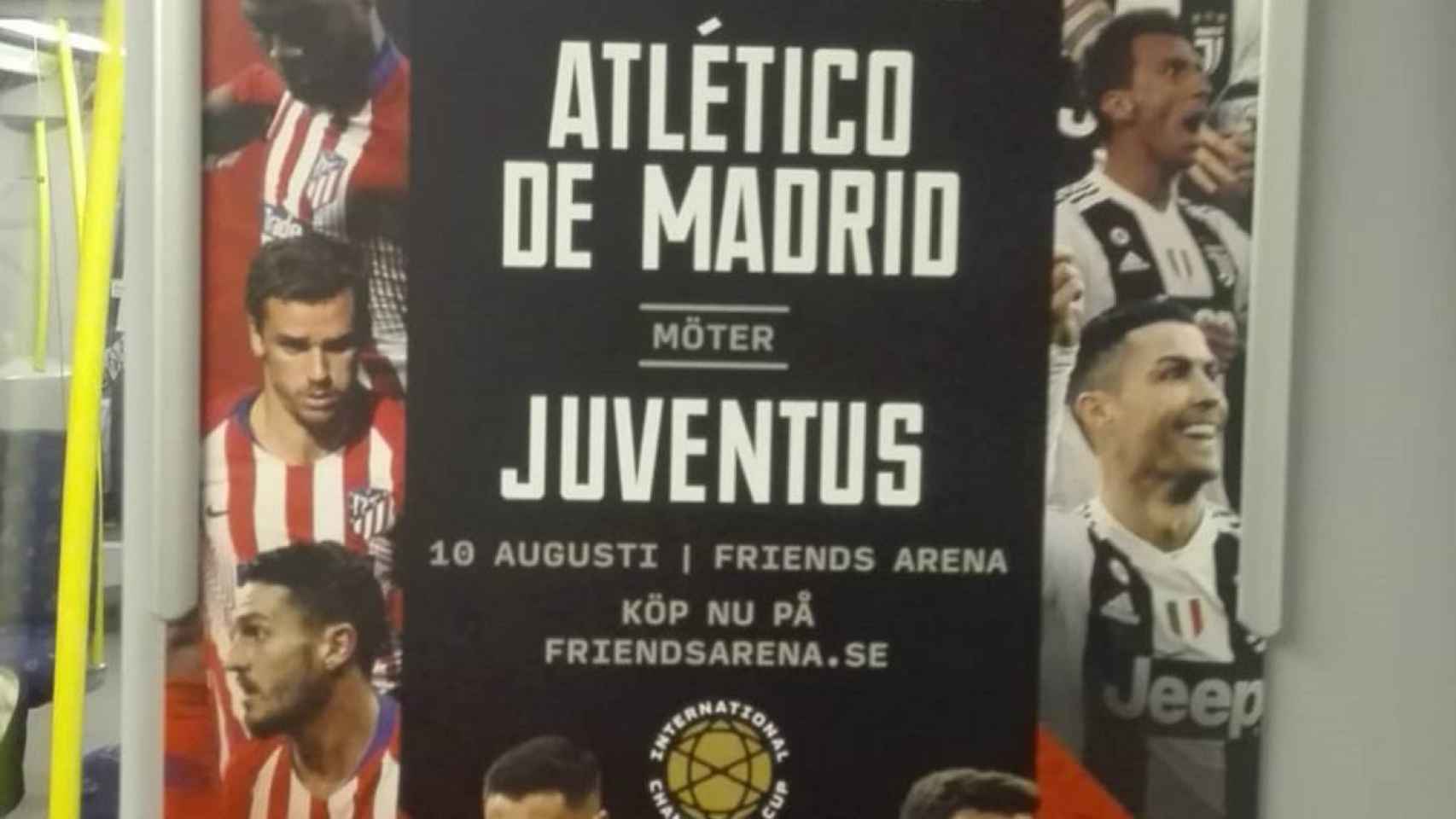 Cartel promocional del Atlético de Madrid  - Juventus en Estocolmo.