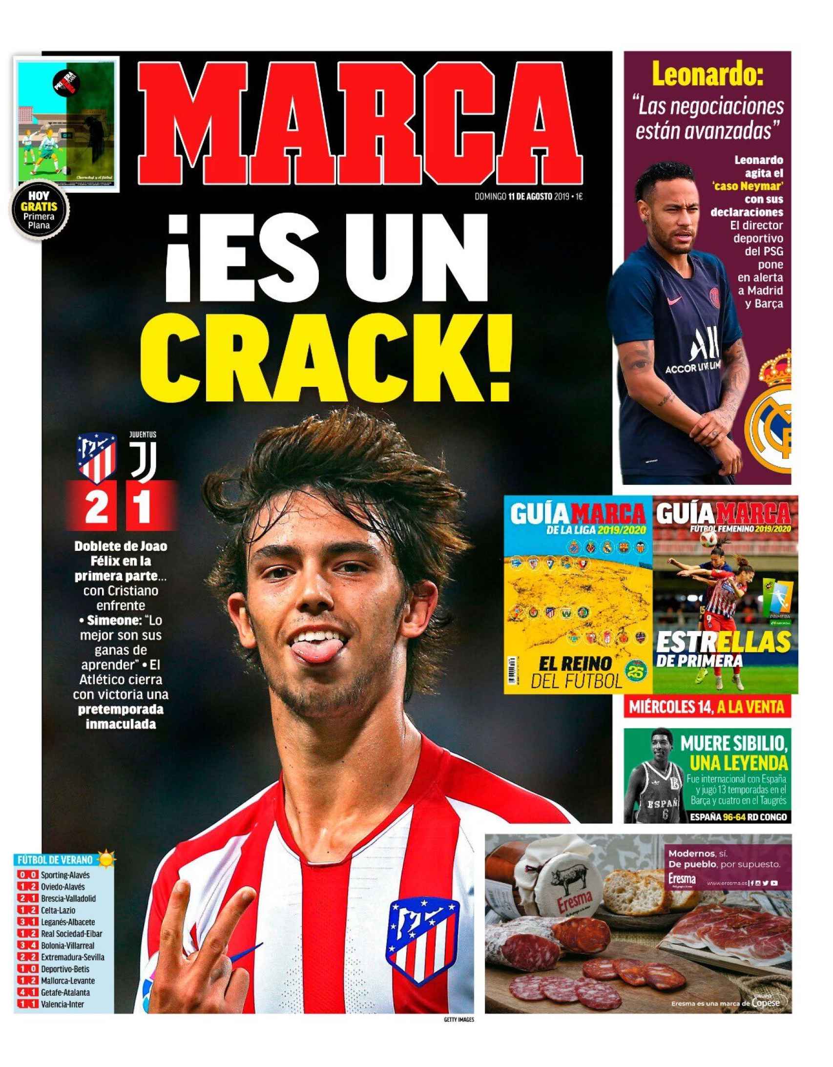 La portada del diario MARCA (11/08/2019)