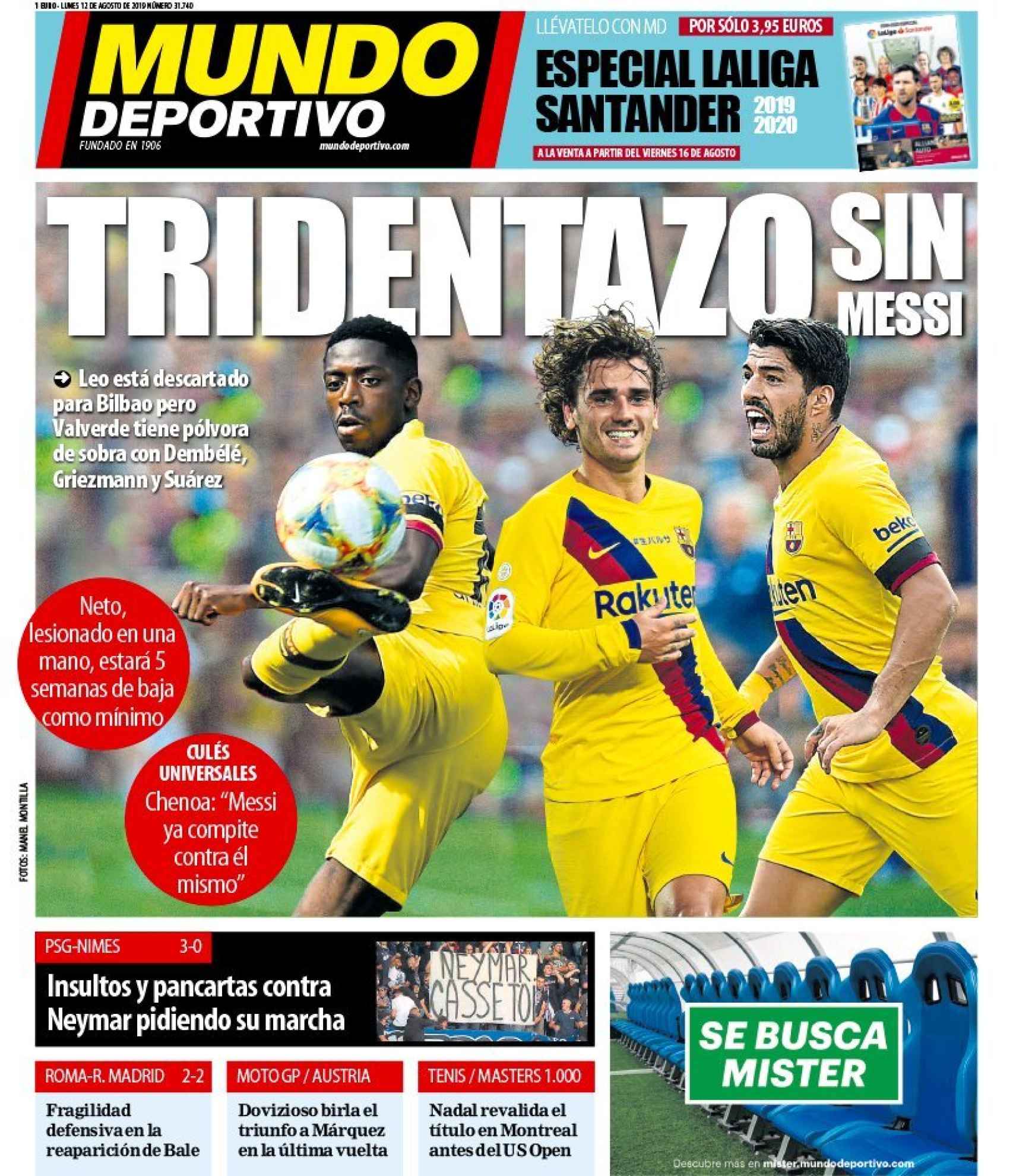 La portada del diario Mundo Deportivo (12/08/2019)