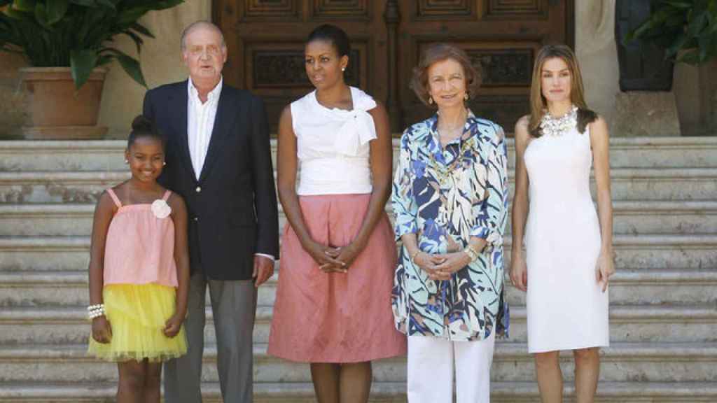 La Familia Real y Michelle Obama junto a su hija en Palma de Mallorca.