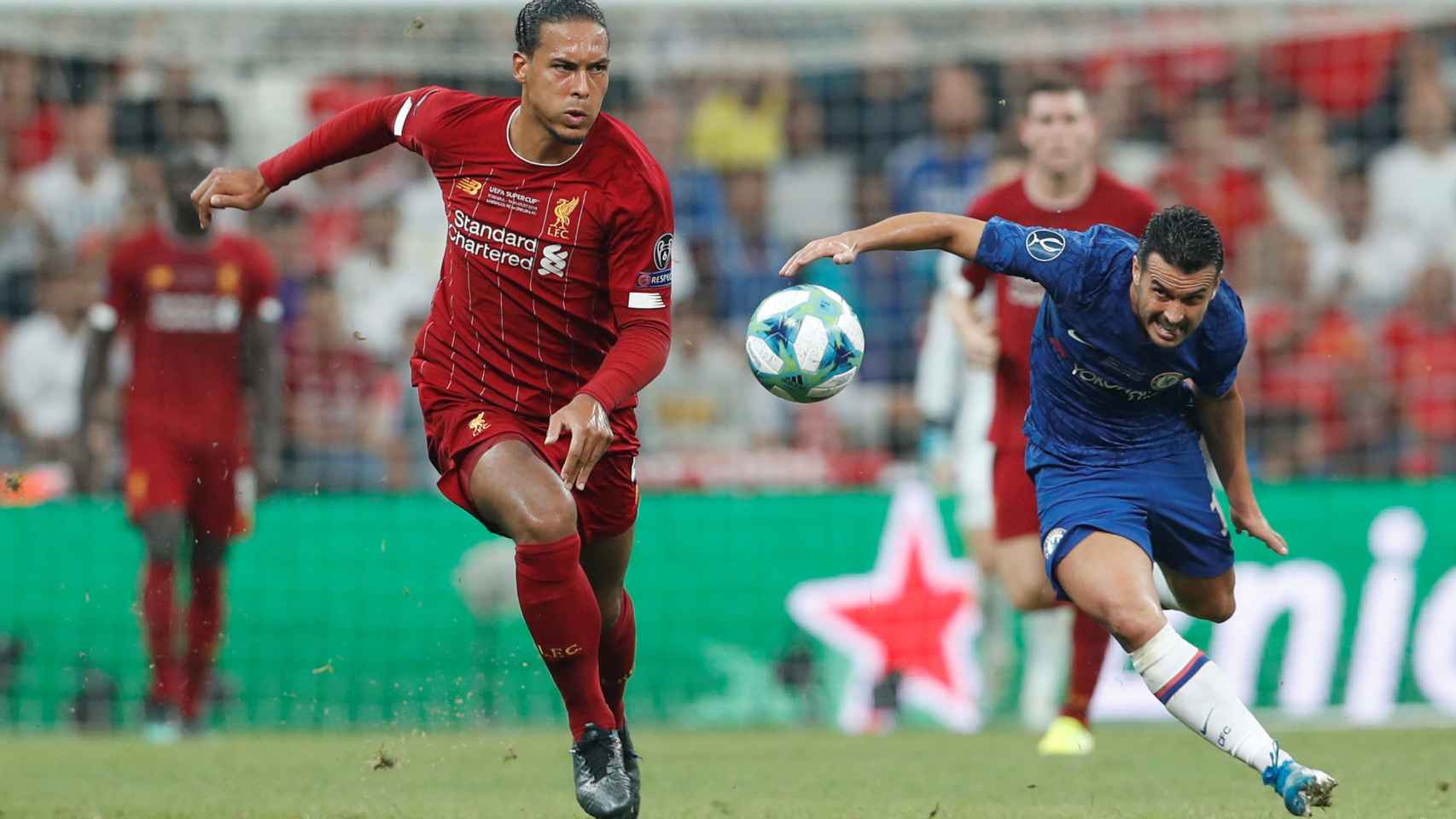 Virgil Van Dijk, durante la final de la Supercopa de Europa 2019 entre Liverpool y Chelsea