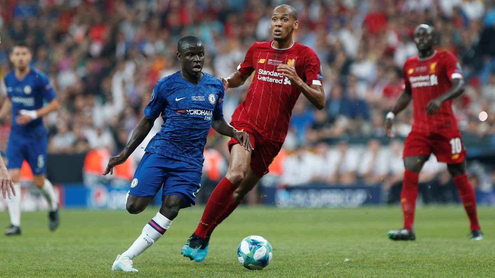 Kanté y Fabinho, en el Liverpool - Chelsea de la Supercopa de Europa 2019