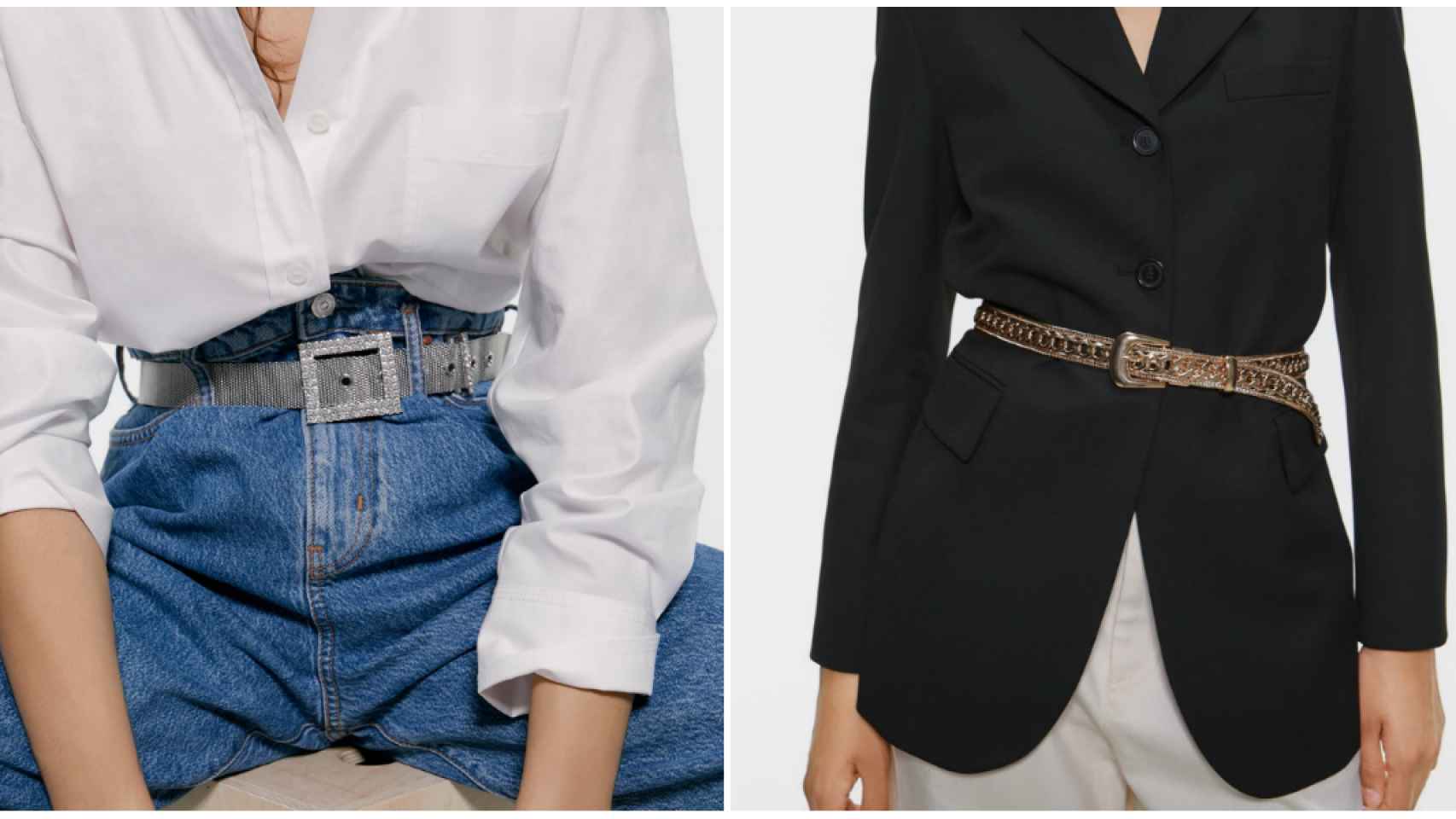 Zara propone estas dos opciones para usar los cinturones.