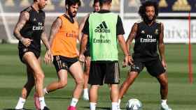 Los jugadores del Real Madrid entrenando antes de su debut en Liga