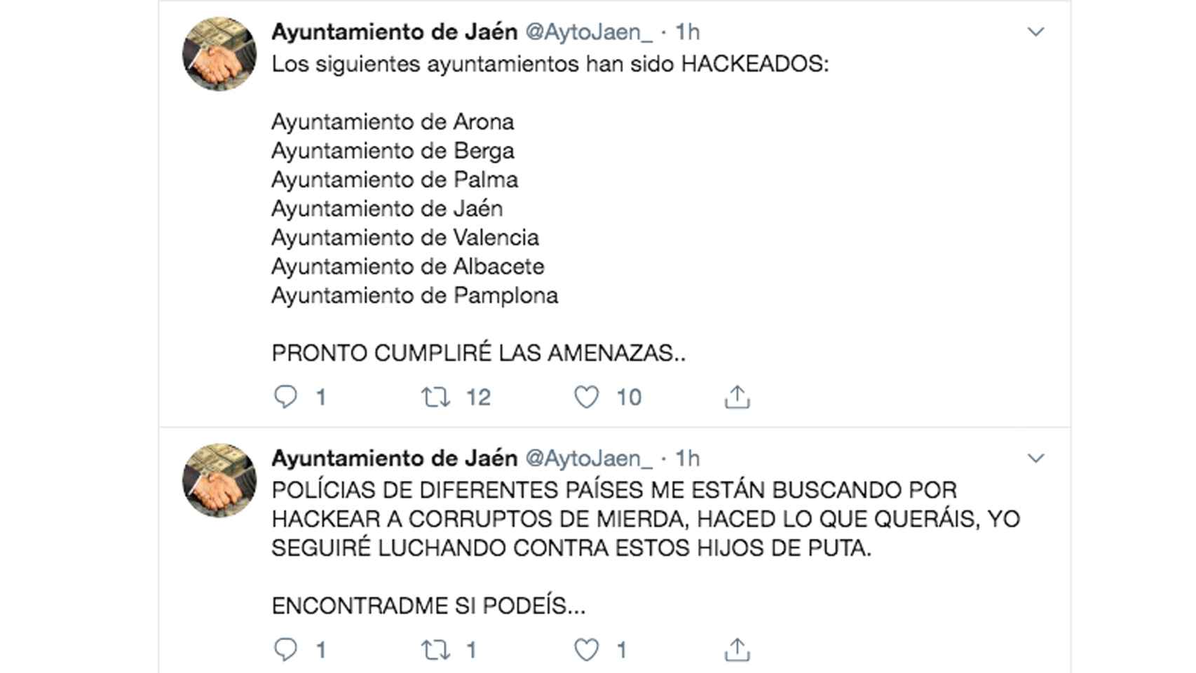 Captura de pantalla del Twitter del Ayuntamiento de Jaén.