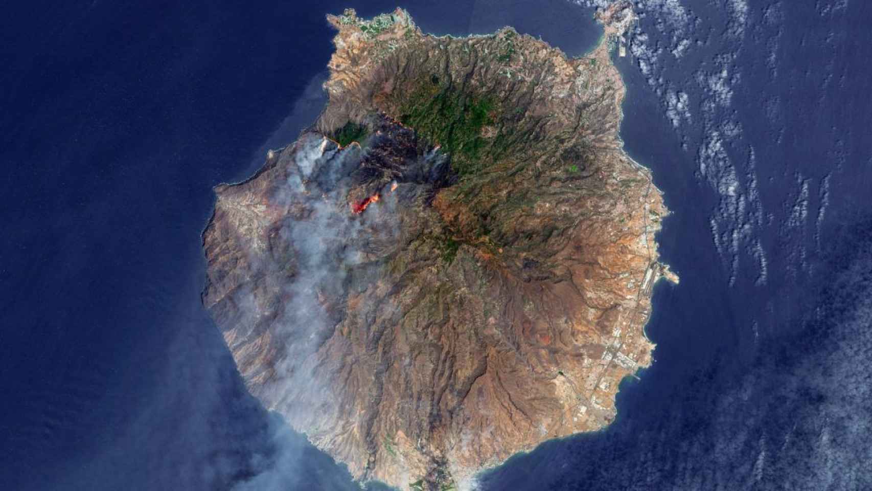 Fotografía de la isla de Gran Canaria tomada desde el satélite Sentinel 2.
