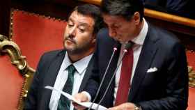 Salvini y Conte este martes en el Senado italiano