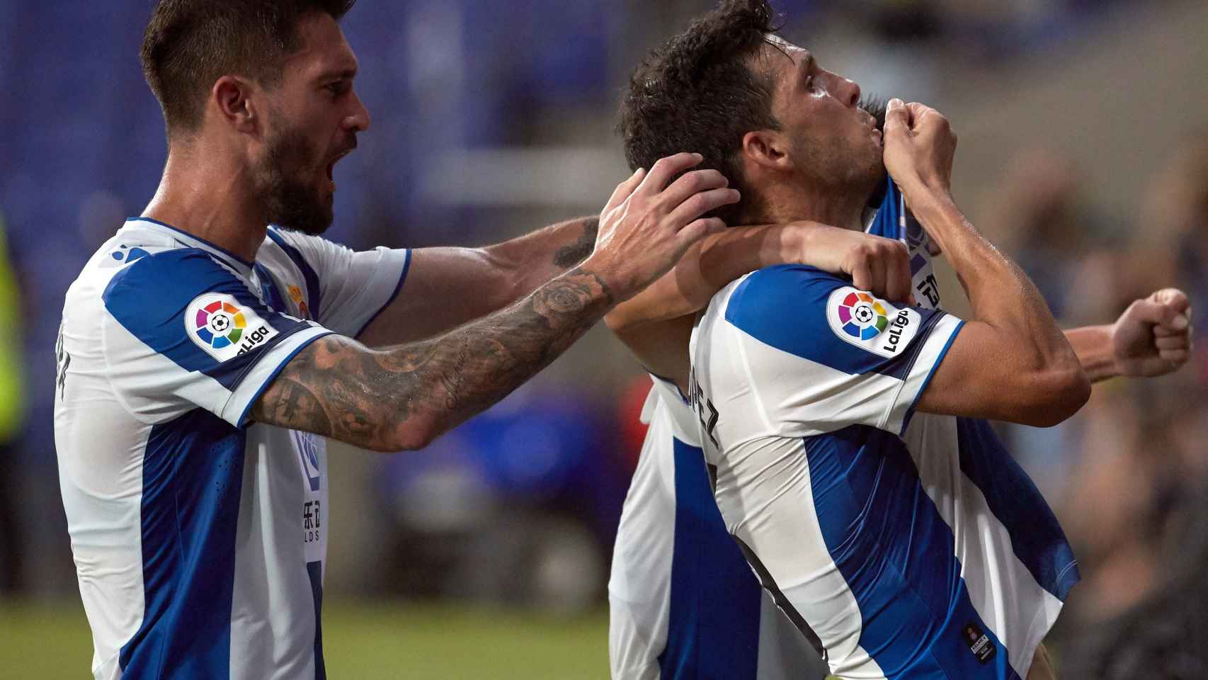 Los jugadores del Espanyol celebran un gol ante el Zorya
