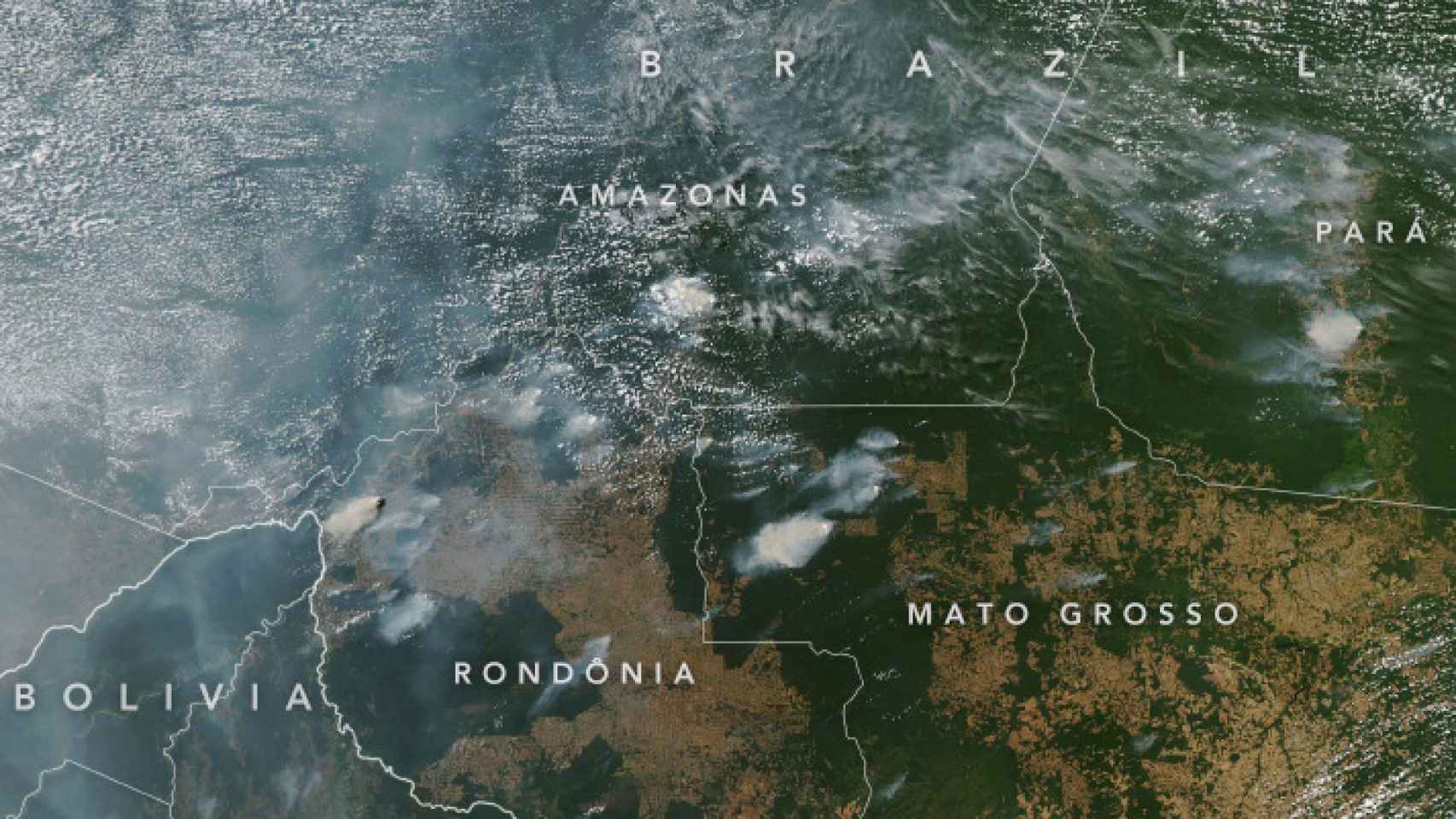 Vista aérea de los incendios de la Amazonia.