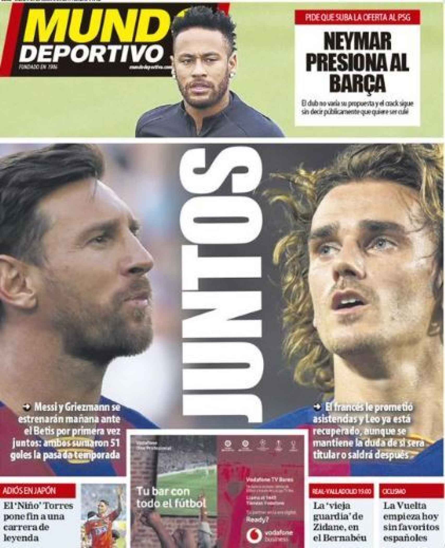 La portada del diario Mundo Deportivo (24/08/2019)