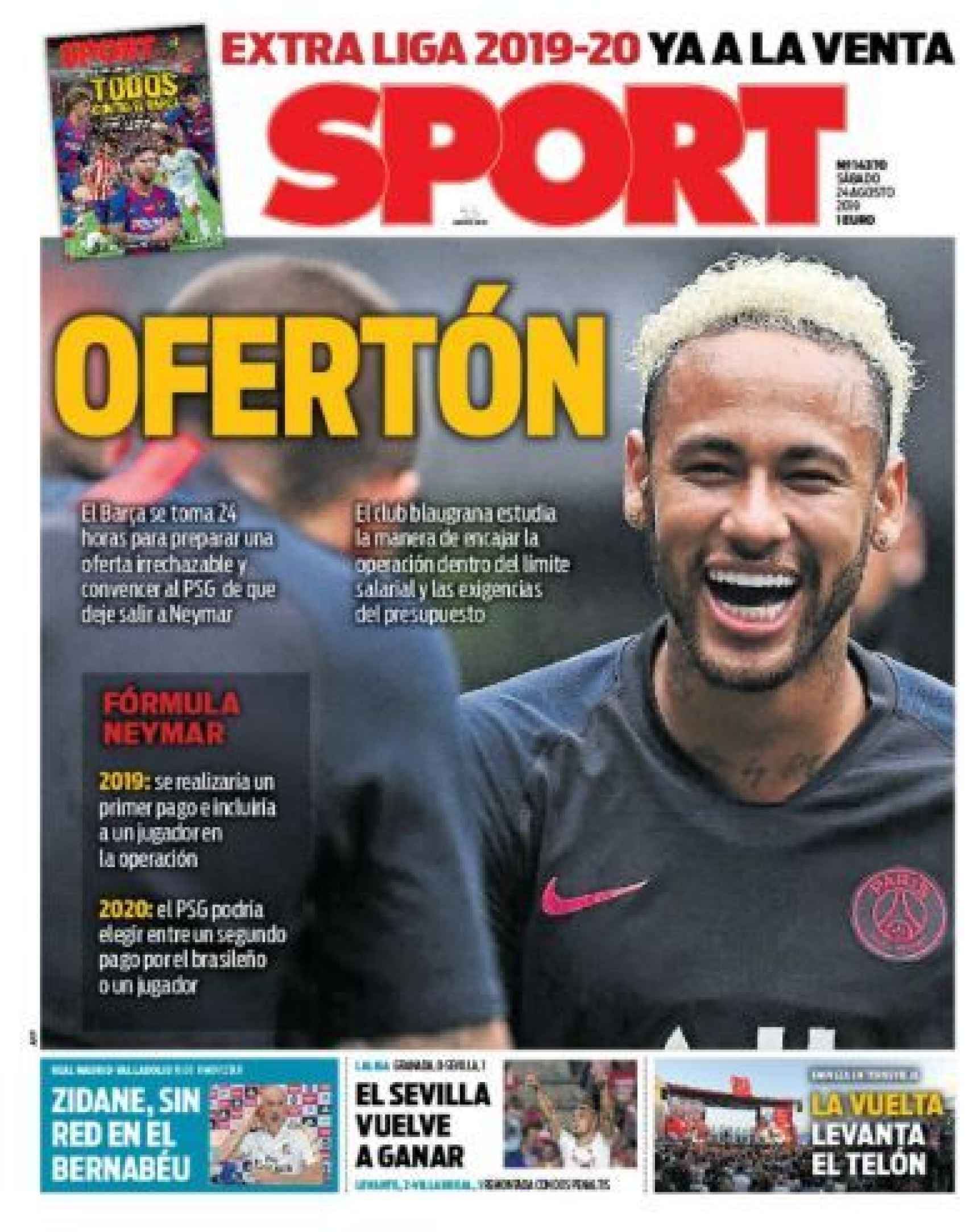 La portada del diario Sport (24/08/2019)