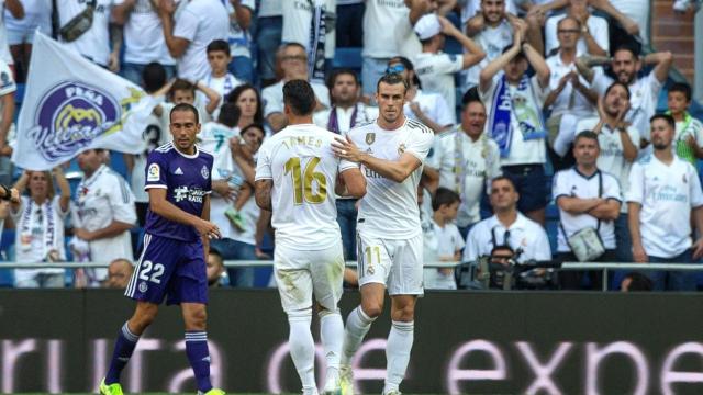 James Rodríguez y Gareth Bale, en el Santiago Bernabéu